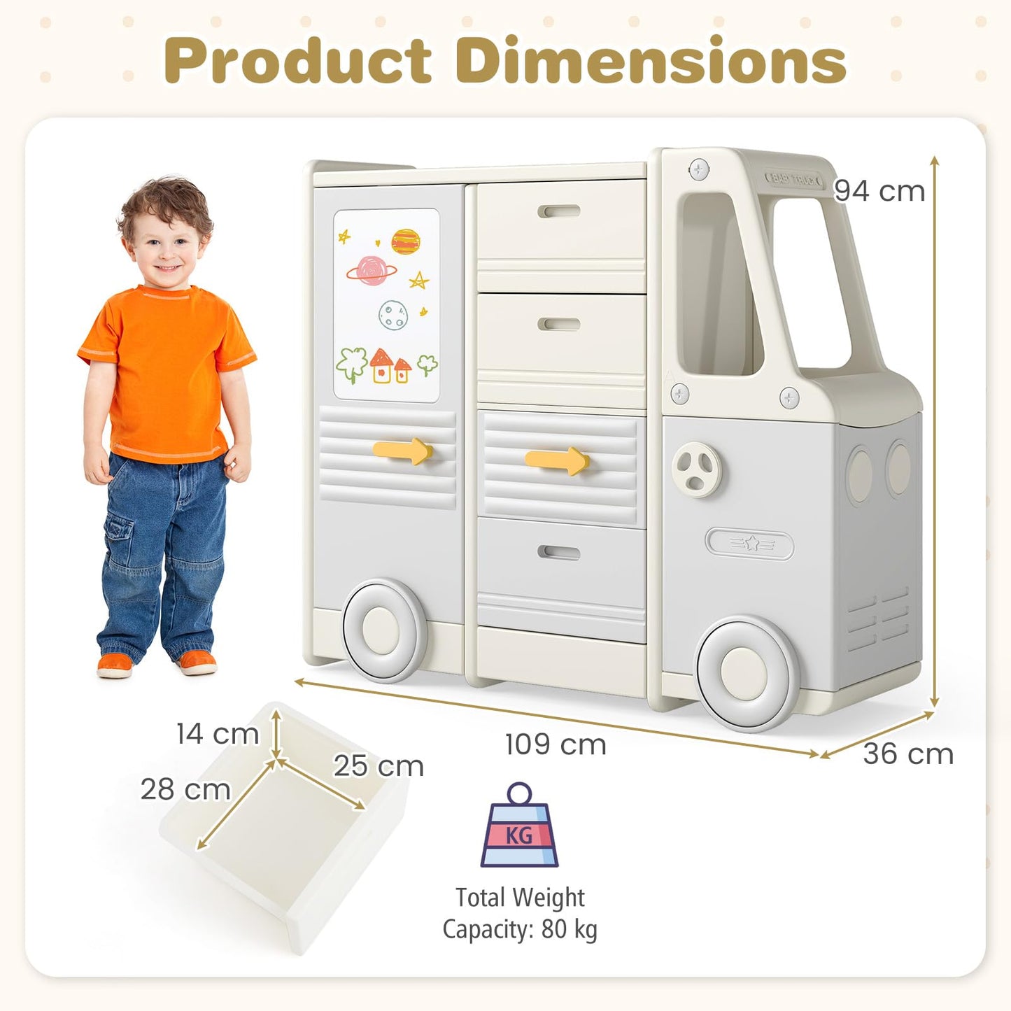 Kids Toy Storage Organizer with 4 Pull-out Drawers