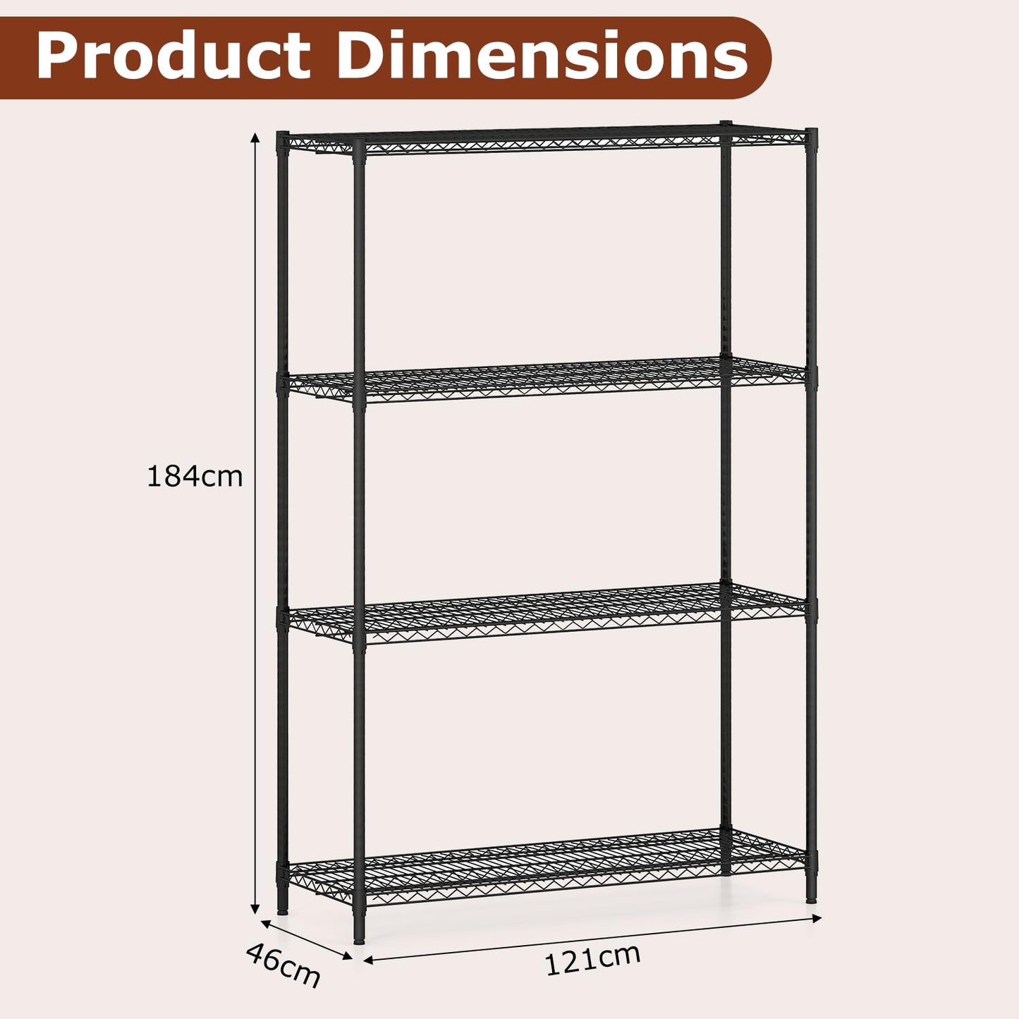 3/4/5/6-Tier Metal Shelving Unit, Adjustable Wire Storage Shelves with V-shaped Shelving Rack