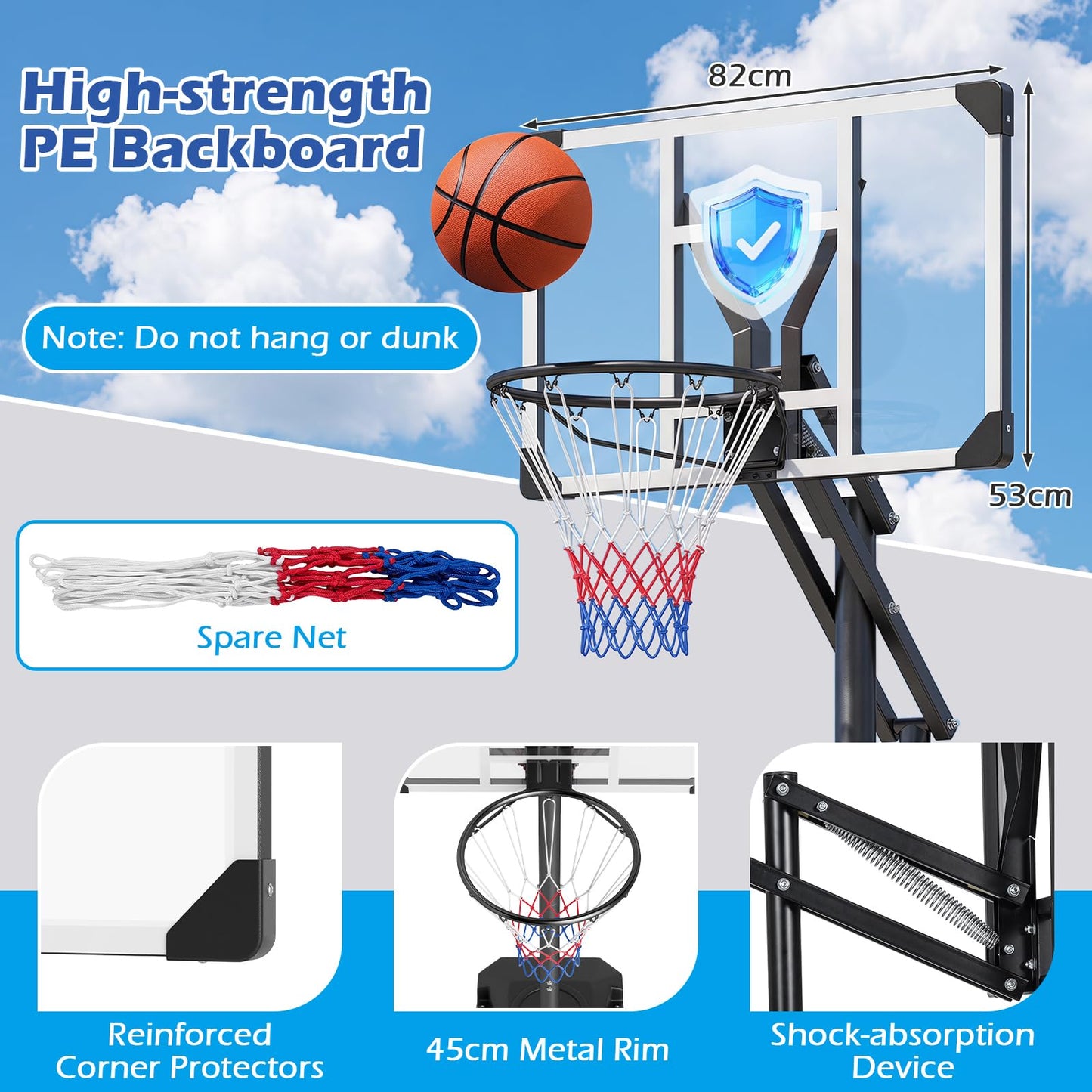 10FT Basketball Hoop and Stand for Kids and Adult