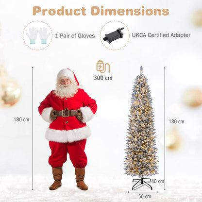 5/6FT Pre-Lit Christmas Tree, Artificial Frosted Hinged