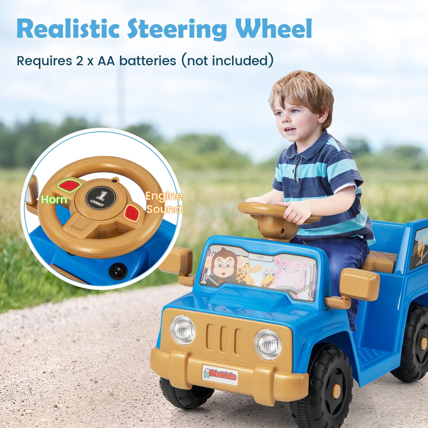 6V Kids Riding Toy with Sound Effects One-Button Start