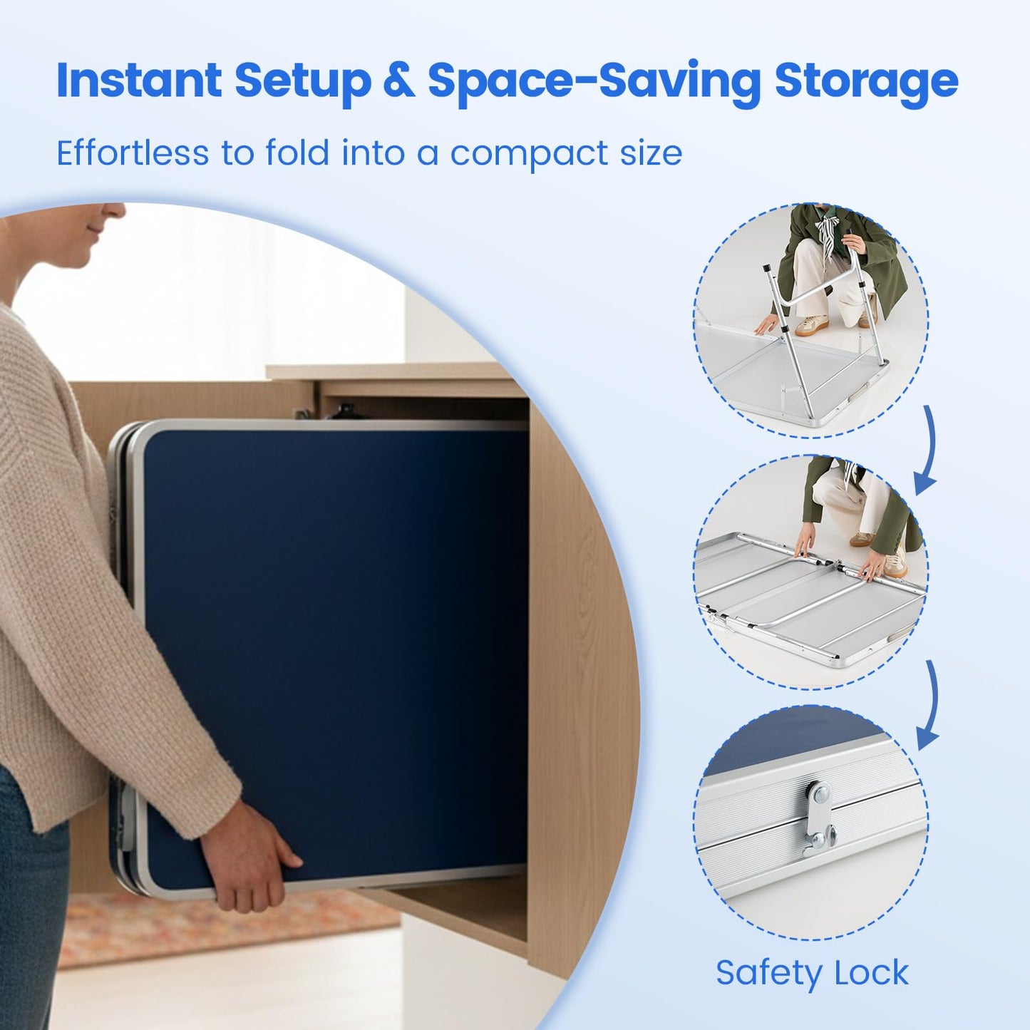 Foldable Mini Table Tennis Set with 2 Paddles and 3-Level Adjustable Height