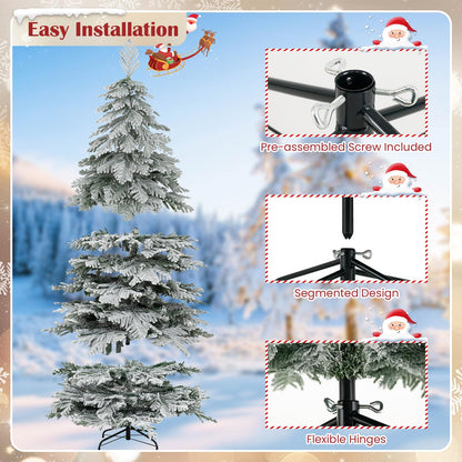 190CM Artificial Christmas Tree Hinged Holiday Tree with Lush Branch Tips