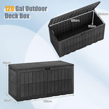 Garden Storage Box, Waterproof Resin Deck Box Bench with Lockable Lid & Handles