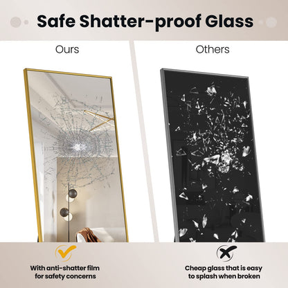 160x40cm Wall Mounted/Leaning/Free Standing Aluminum Alloy Frame Floor Mirror