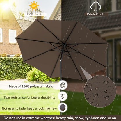 112 Solar Powered LED Lights Patio Umbrella with Tilt