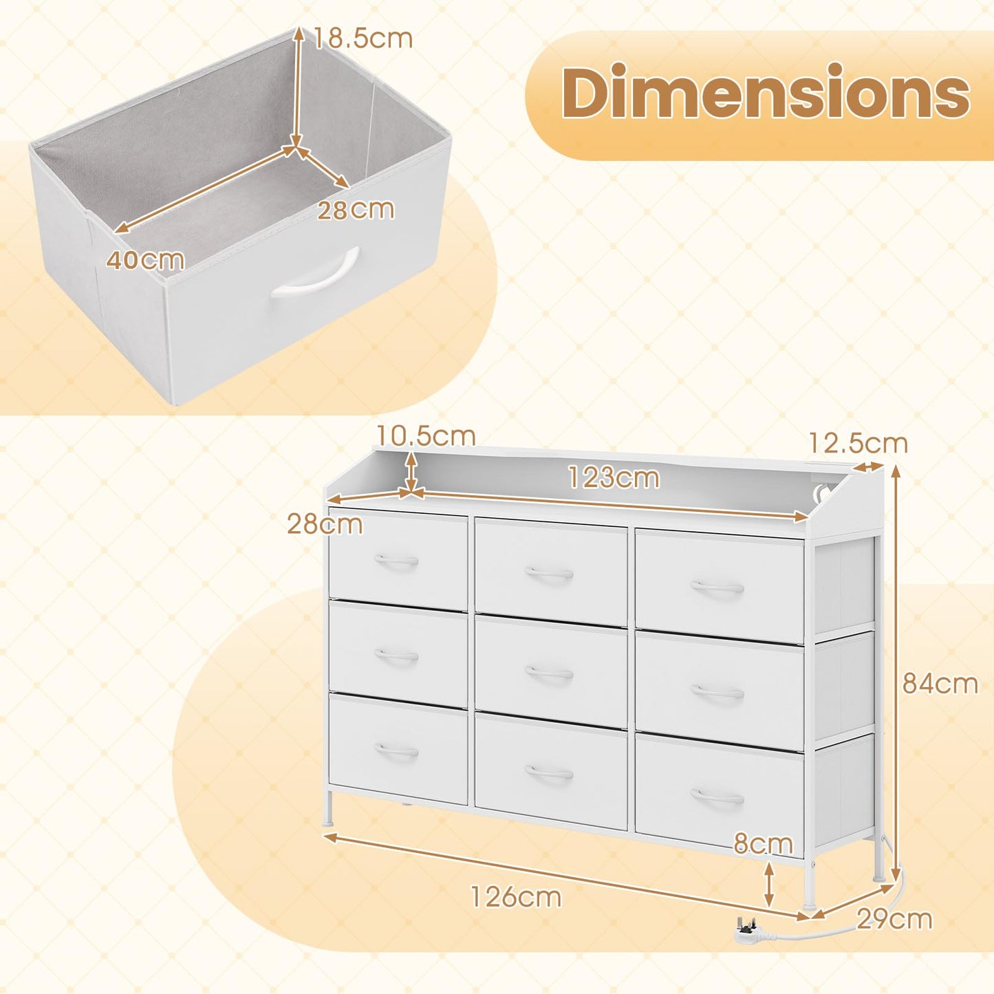 Dresser Storage Organizer with LED Lights for Bedroom