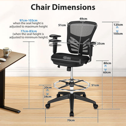 Ergonomic Swivel Office Chair with Adjustable Footrest