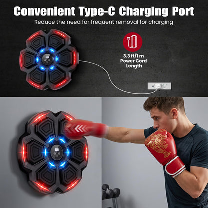 Music Boxing Machine, Wall Mounted Electronic Boxing Target with Gloves, LED Light Targets
