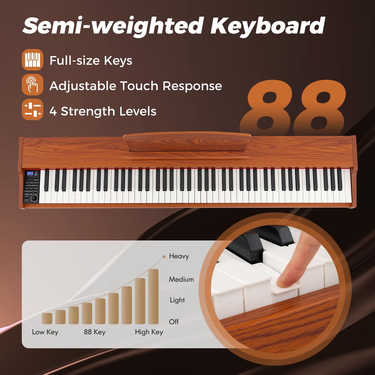 88-Key Keyboard Piano Set Full Size Semi-weighted Digital Piano