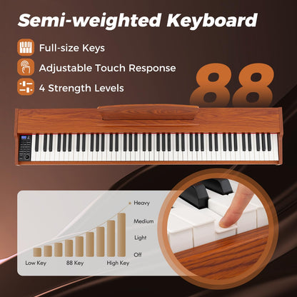 88-Key Keyboard Piano Set Full Size Semi-weighted Digital Piano