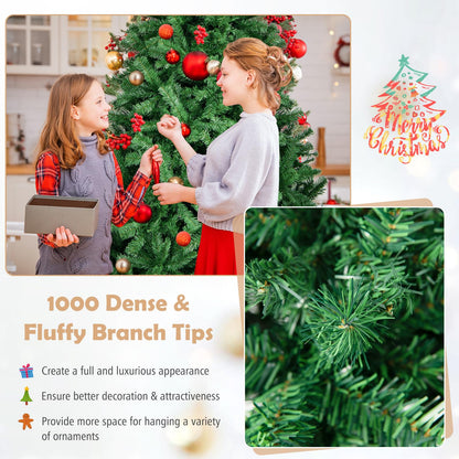 6/7.5 FT Tall Artificial Christmas Tree Hinged Xmas Tree with Lush PVC Branch Tips