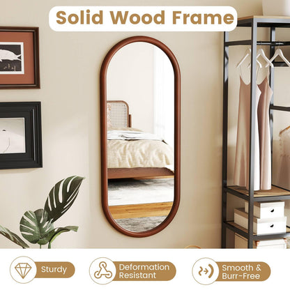 Hanging Mirror Full Length Mirror Wood Frame Wall-Mounted Mirror