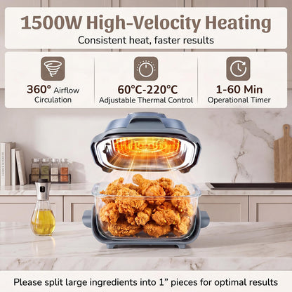 GiantexUK Portable Glass Air Fryer, 6-in-1 Healthy Cooking System
