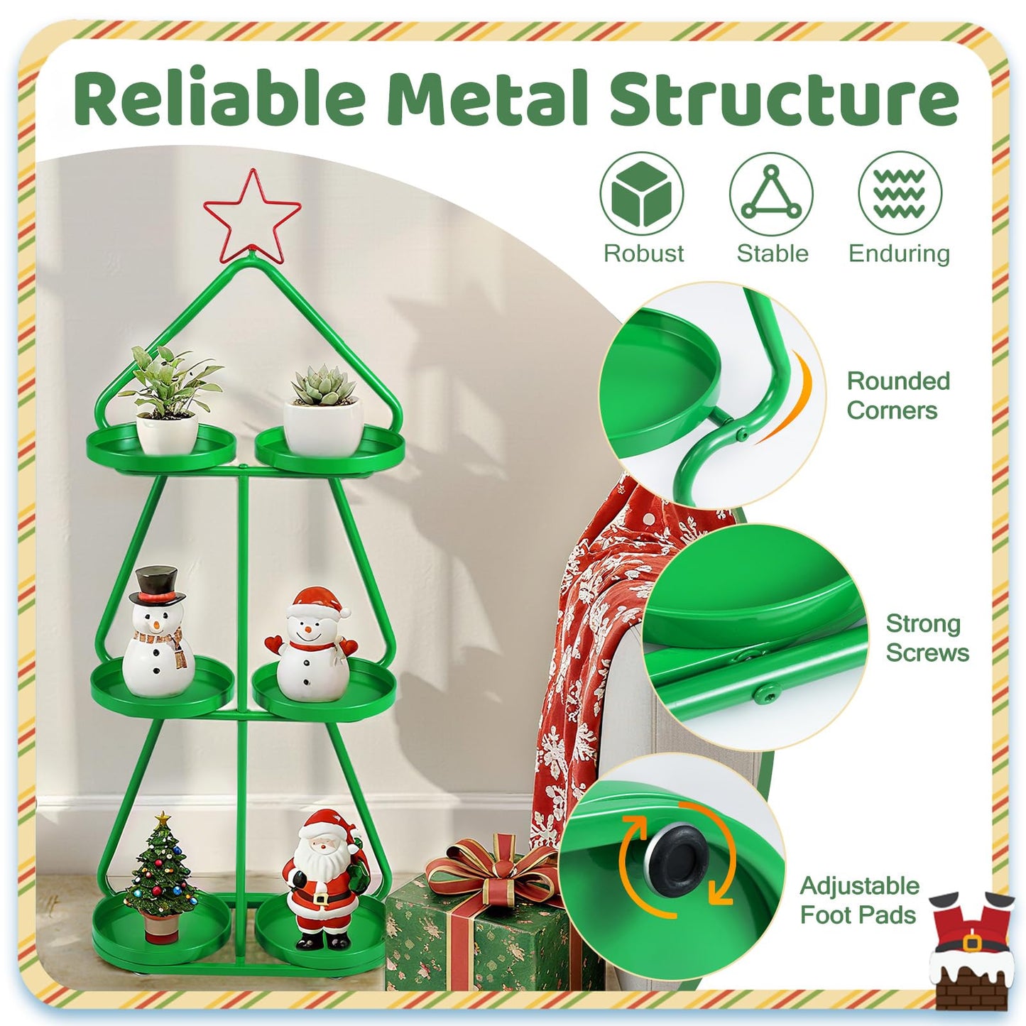 Christmas Plant Stand 3-Tier Tree-Shaped Side Table