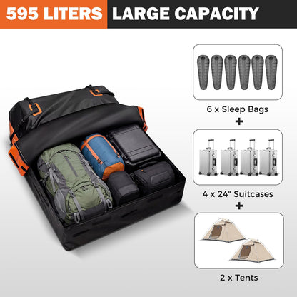15/21 Cubic Feet Car Roof Bag, 100% Waterproof Roofing Cargo Carrier with Anti-Slip Mat
