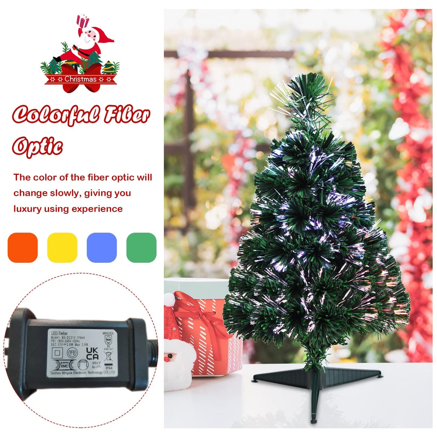Indoor Fibre Optic Christmas Tree with 60 PVC Branch Tips