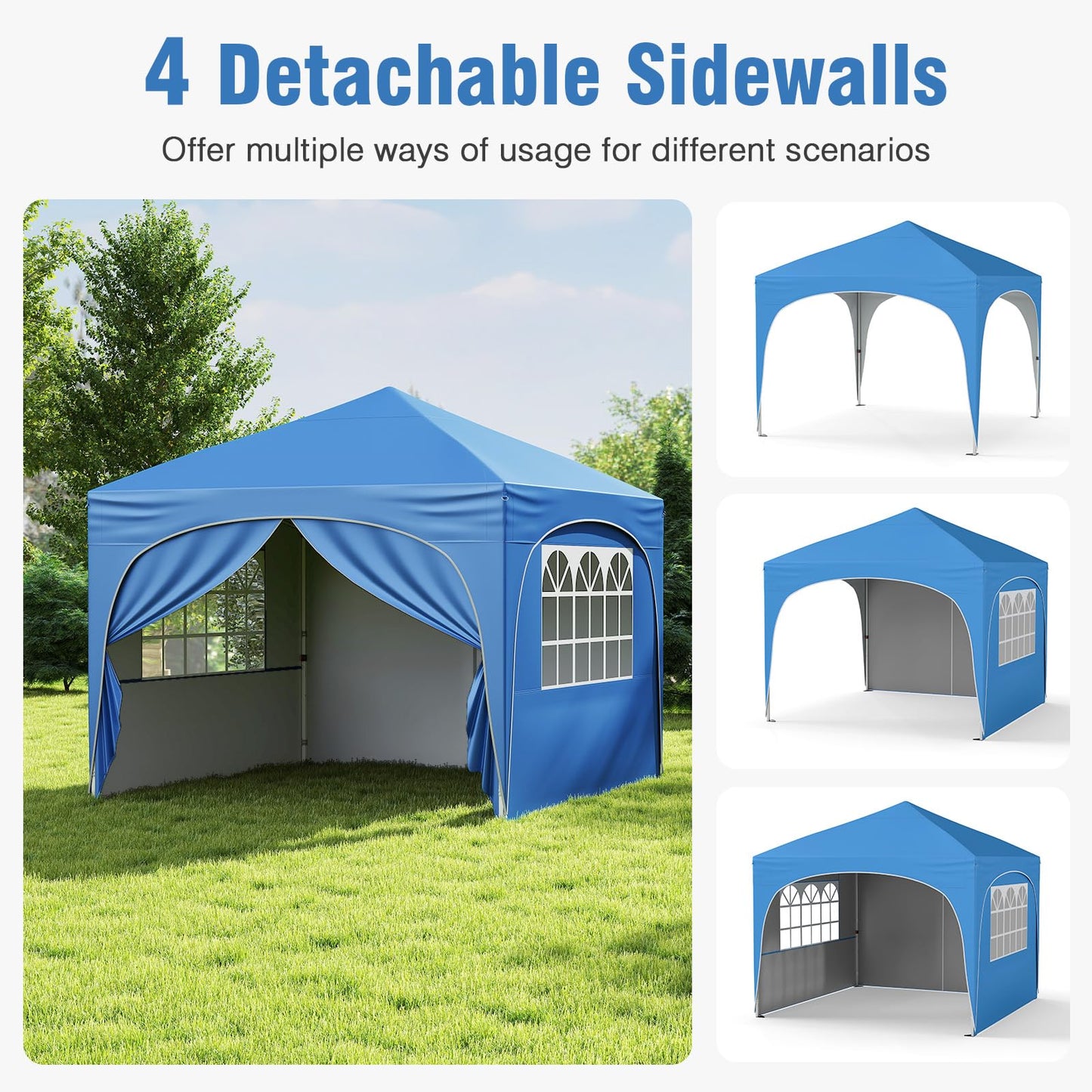Outdoor Foldable Canopy Tent with 4 Removable Sidewall