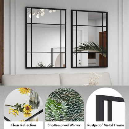 Decorative Wall Mirror, 100x70cm Large Rectangular Hanging Window Mirror