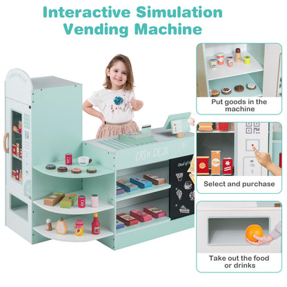 Kids Grocery Store Playset with Cash Register and Writable Chalkboard