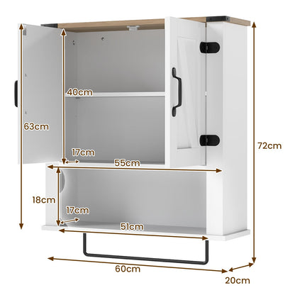 Bathroom Wall Cabinet, Farmhouse Over-The-Toilet Storage Cupboard