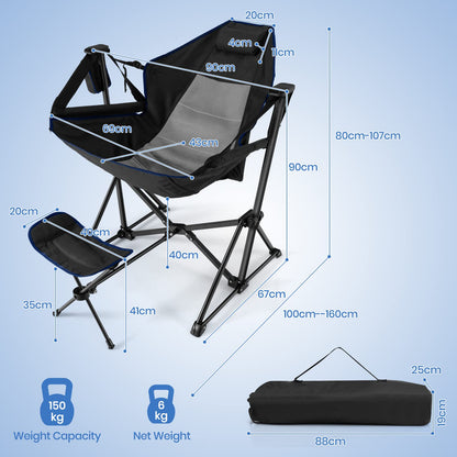 Folding Hammock Camping Chair with Retractable Footrest