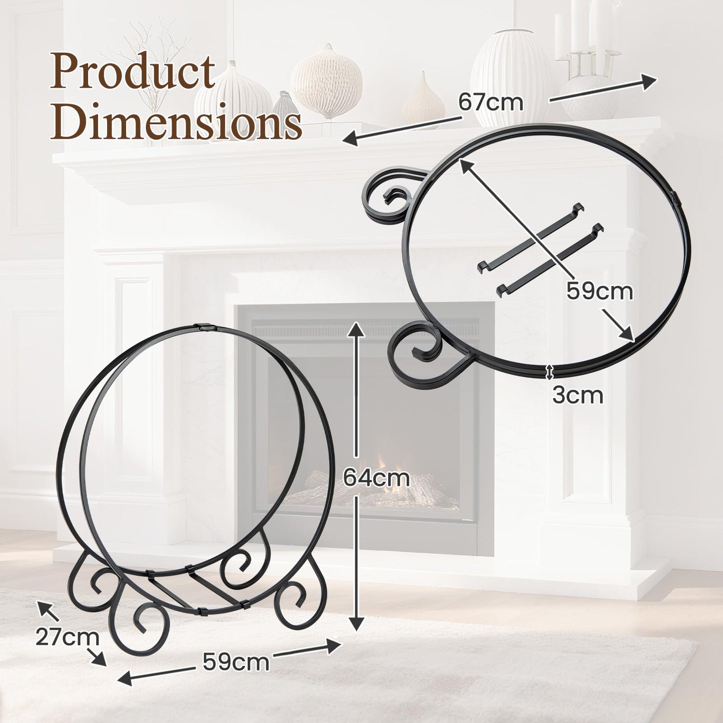 59 cm Firewood Rack Collapsible Log Hoop for Indoor Outdoor