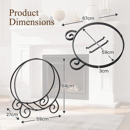 59 cm Firewood Rack Collapsible Log Hoop for Indoor Outdoor
