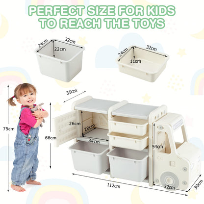 Truck-shaped Toddler Storage Cabinet Kids Toy Organizer