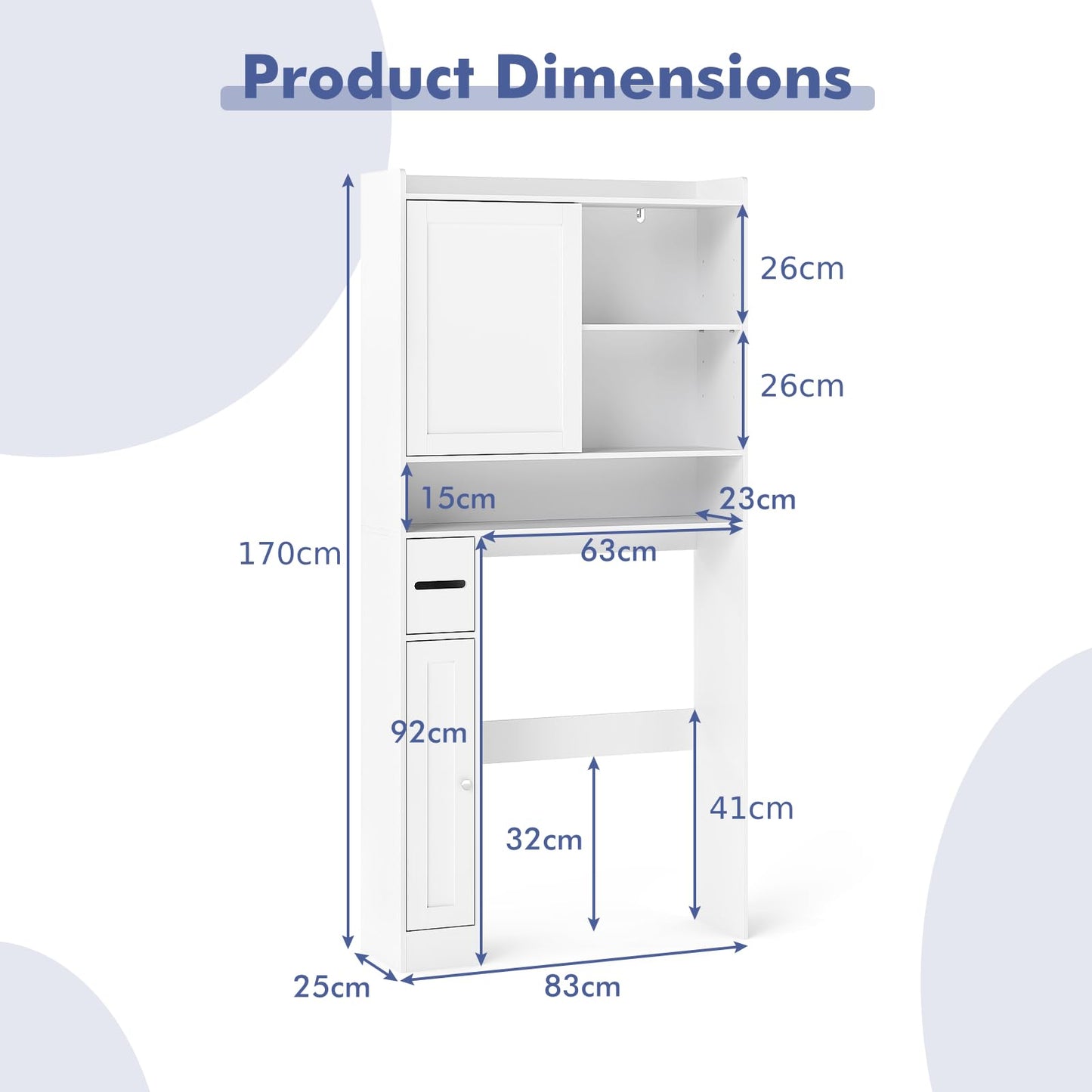 Over-the-Toilet Storage Cabinet Standing Toilet Rack with Sliding Door