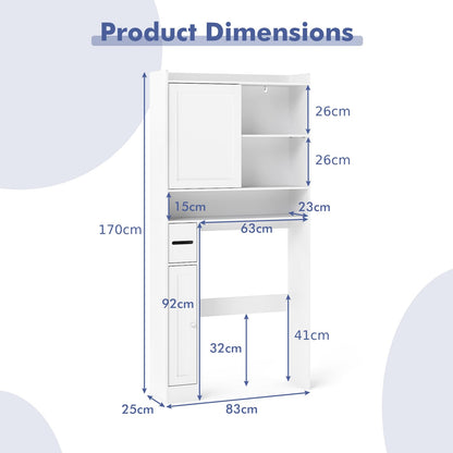 Over-the-Toilet Storage Cabinet Standing Toilet Rack with Sliding Door