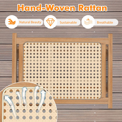 Hand-woven Wicker Footrest Vanity Stool for Living Room