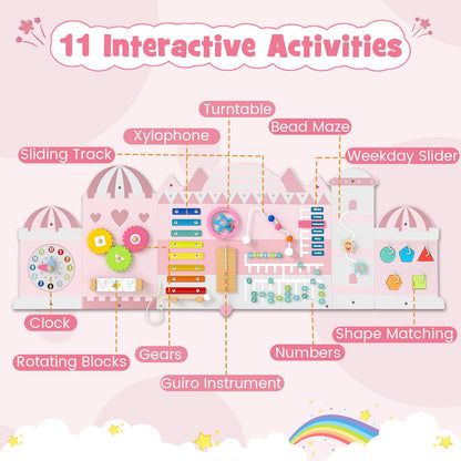 Castle Sensory Wall, 11 in 1 Activity Wall Busy Board Panels Montessori Toddler