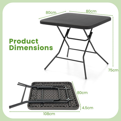 80 x 80 x 75cm Outdoor Portable Square Camping Trestle Table with HDPE Top