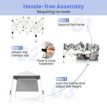 Pop up Canopy Tent with 1 Sidewall Outdoor Easy Setup Folding Gazebo Shelter