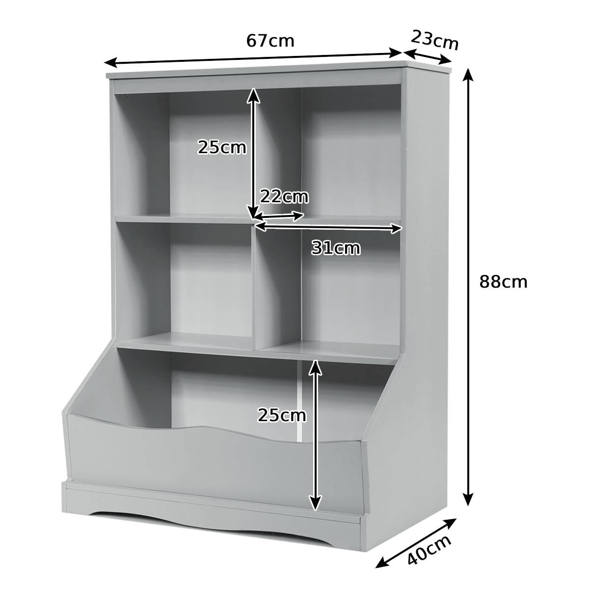 Kids Bookshelf and Toy Organizer