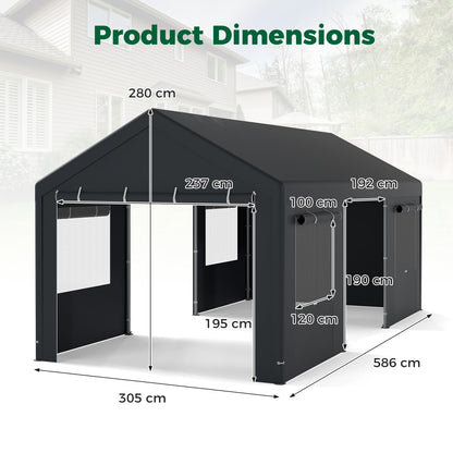 10 x 20FT Carport, Heavy Duty Car Canopy with Water-Resistant PE Tarp