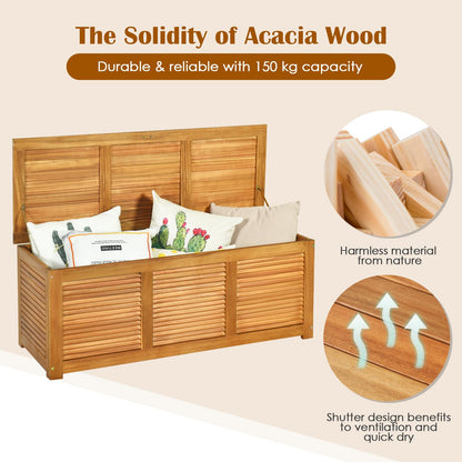 114cm Garden Storage Bench with Flexible Hinges and Handle