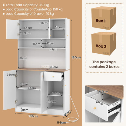 6 Door Buffet Pantry Storage Cabinet with Outlets