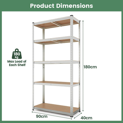 5 Tier Metal Shelving Unit with Adjustable Height for Garages