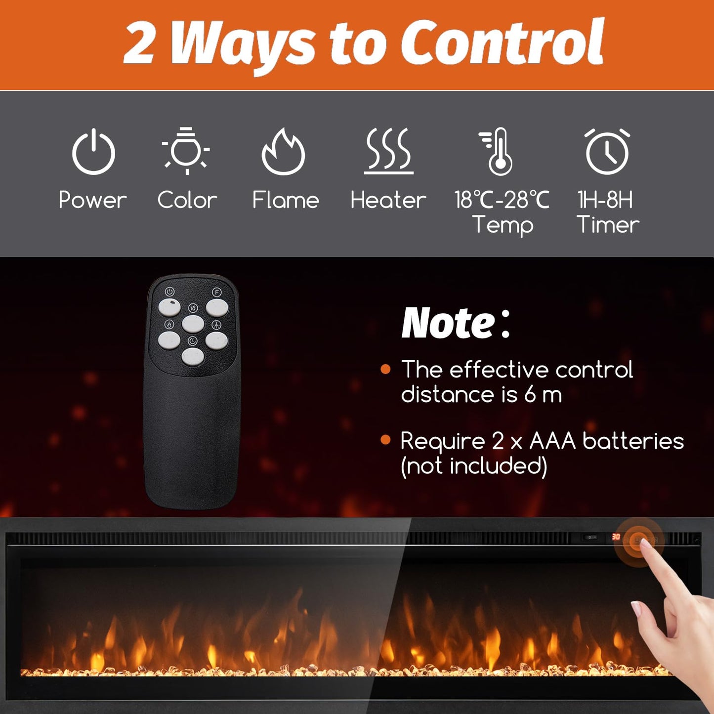 GiantexUK Electric Fireplace, Freestanding Wall Mounted Recessed Electric Fire Heater with 12 Flame Colors