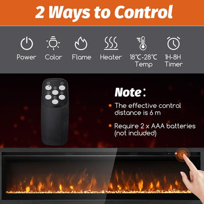 GiantexUK Electric Fireplace, Freestanding Wall Mounted Recessed Electric Fire Heater with 12 Flame Colors