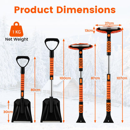4 in 1 Extendable Snow Shovel 3 Adjustable Sizes Snow Kit for Car