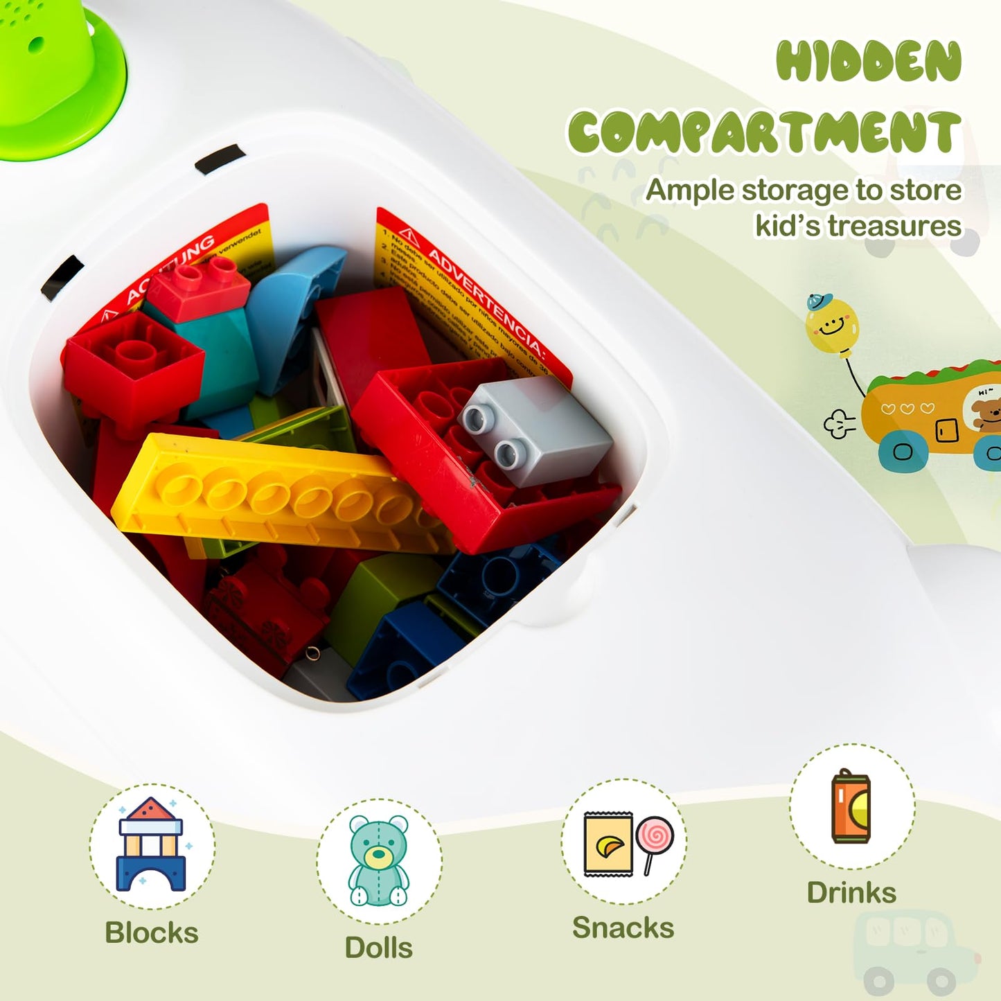 Ride on Push Car for Toddlers Sit to Stand Car with Horn and Storage