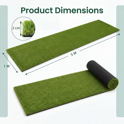 GiantexUK 5M x 1M Artificial Grass, 7/20 mm Pile Height Fake Grass Turf