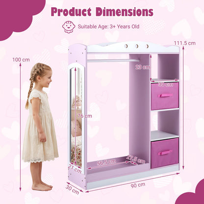 Kids Dress Up Storage, Wooden Open Children Wardrobe