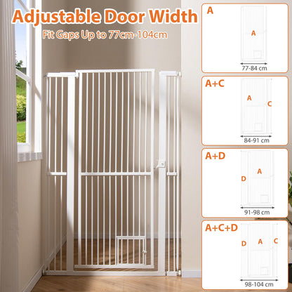 150cm Metal Pet Gates with 2 Extension Kits Lockable Small Door