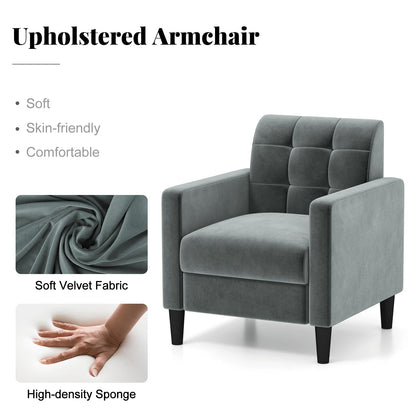 Upholstered Armchair Modern Velvet Accent Chair with Tufted Back