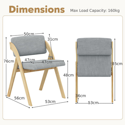Wooden Counter Dining Chairs with Linen Fabric Seat Set of 2