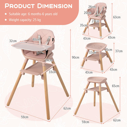 3 in 1 High Chairs for Babies and Toddlers with Foot Rest and Removable Double Tray